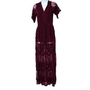 Honey Punch Burgundy Lace Jumpsuit